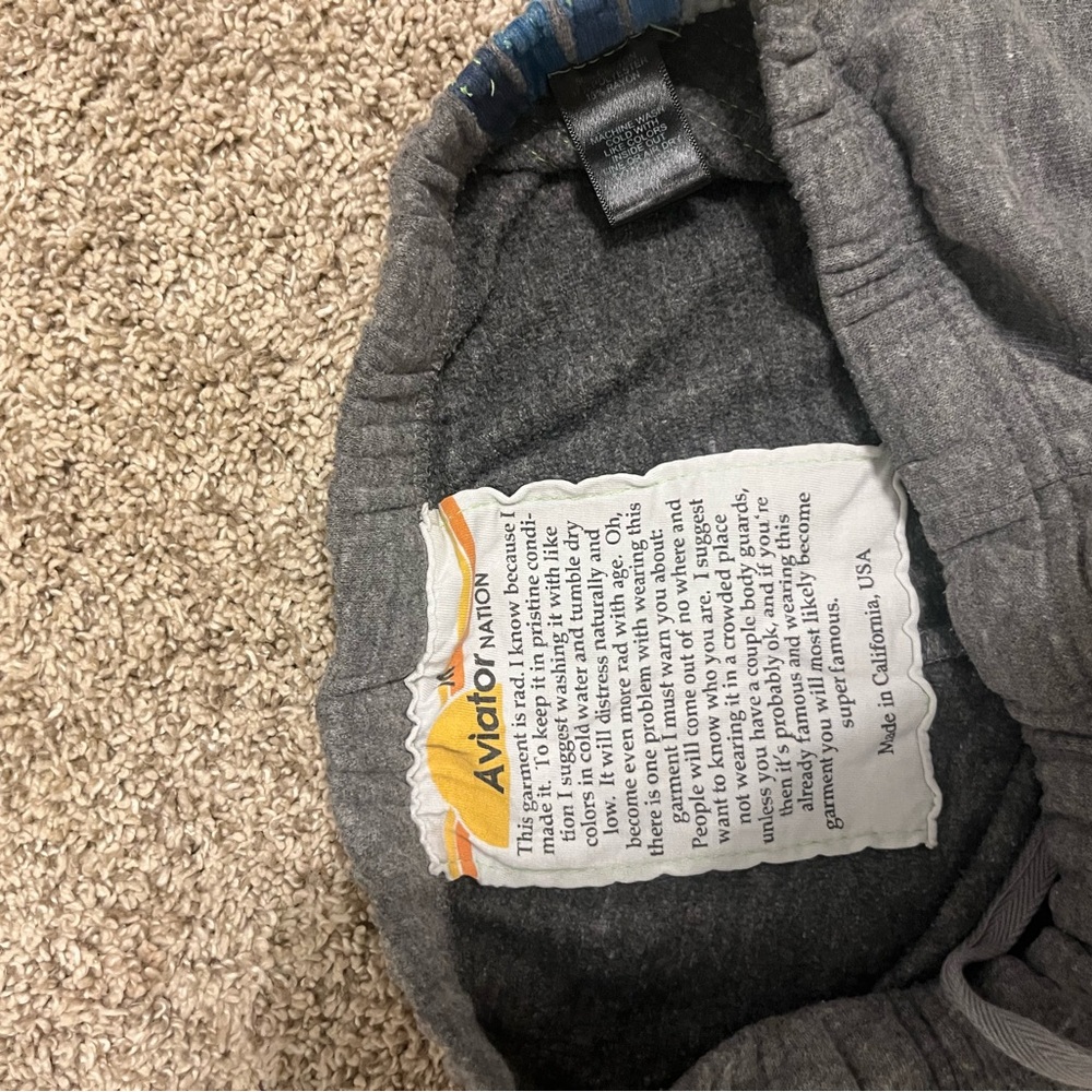 Aviator Nation Gray and Blue Sweatpants with Side Stripes - Picture 3 of 3